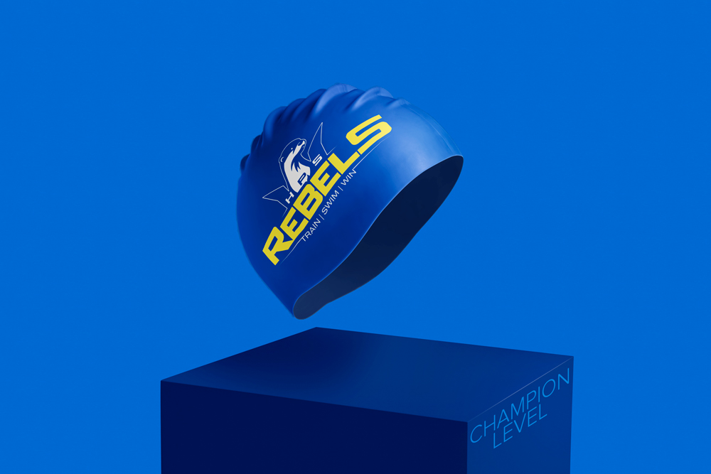 Rebels SANJ and SANAT championship royal blue swimming cap