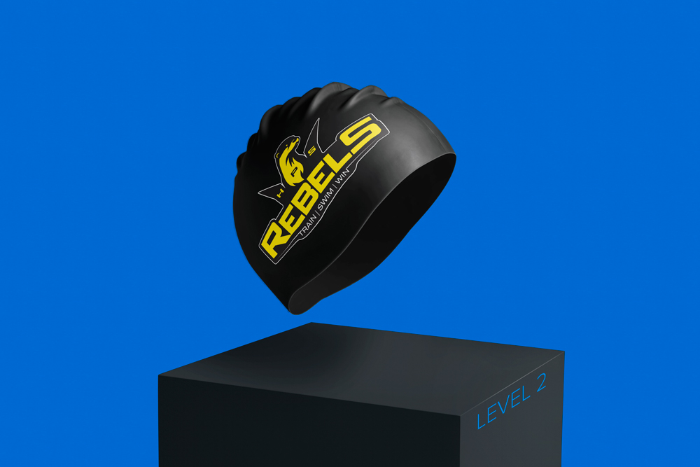 Rebels Level 2 black swimming cap