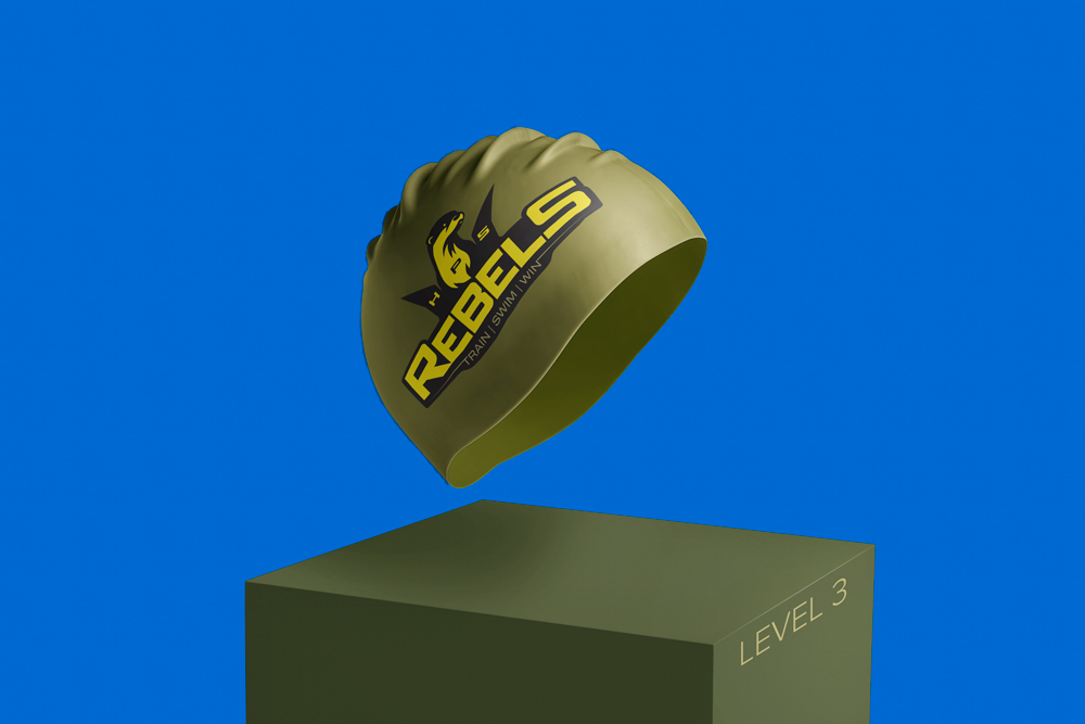 Rebels Level 3 gold swimming cap
